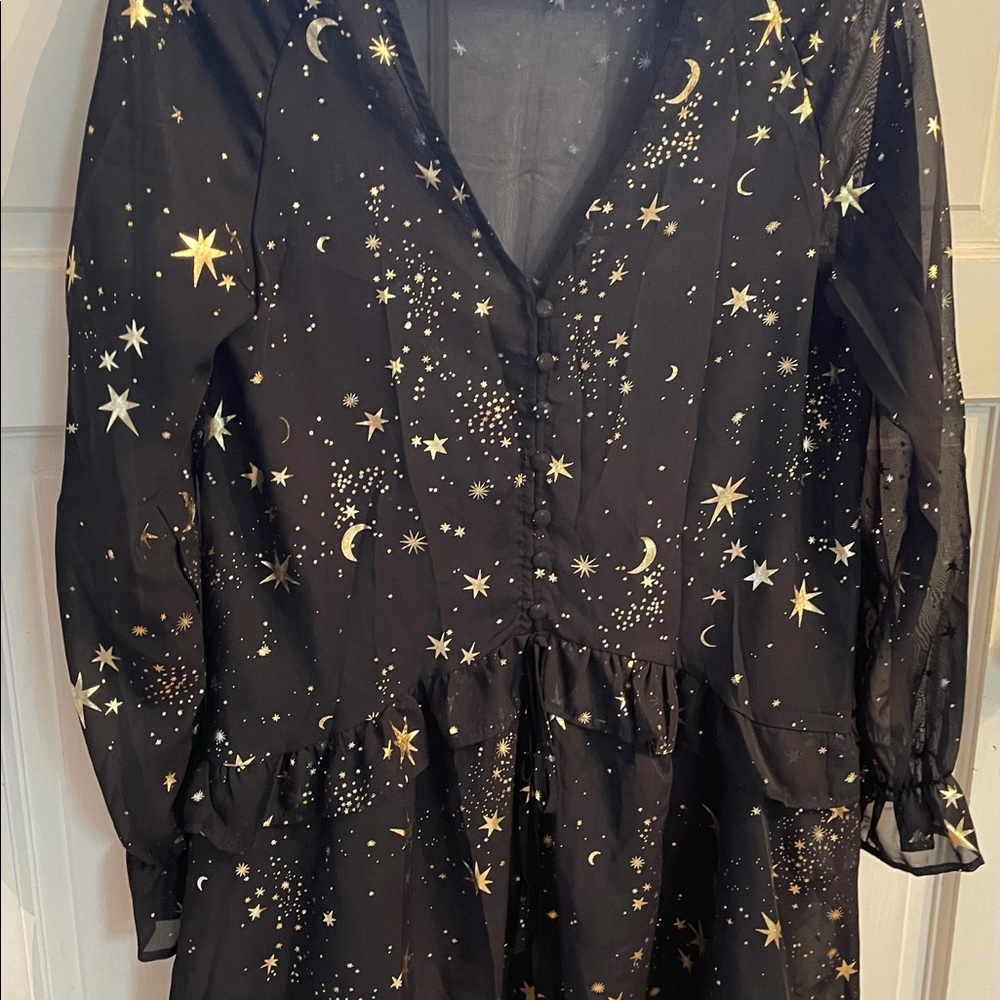 Moon & Stars Black Transparent tunic long top